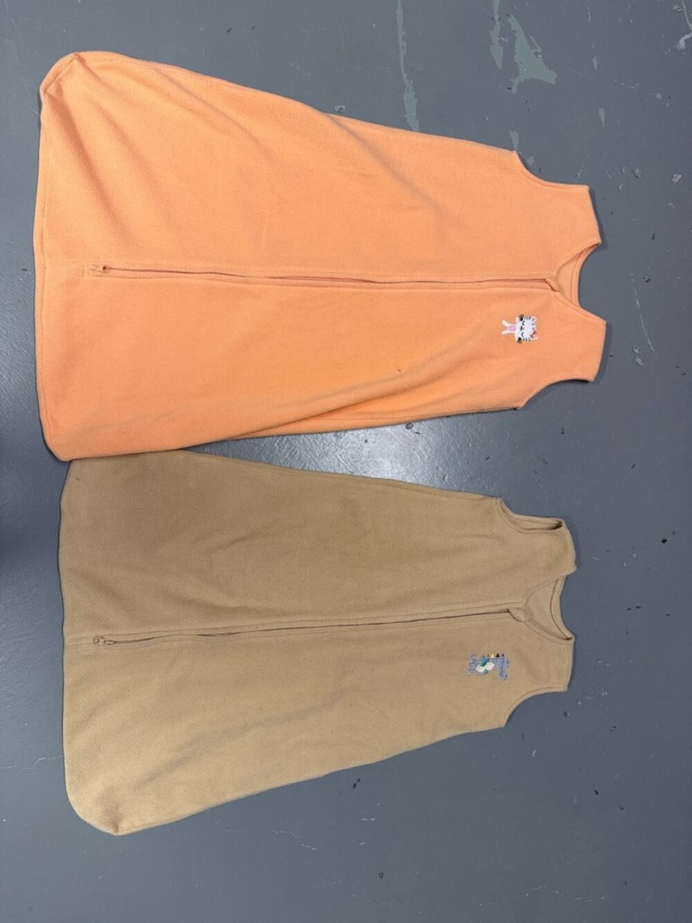 2-Pack Kids Fleece Sleep Sacks in Orange and Tan